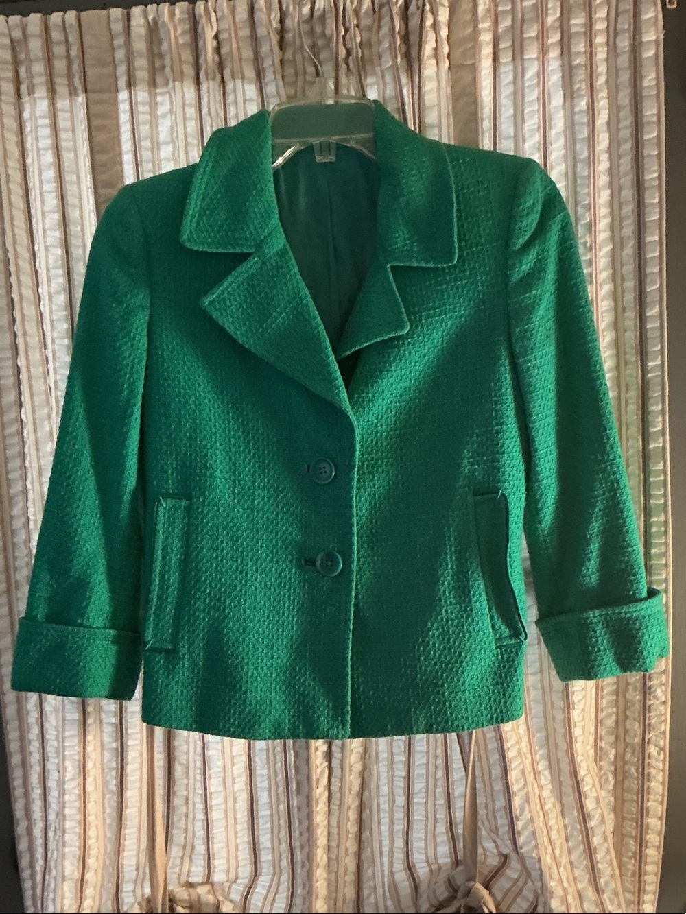 Women's Textured Green Cropped Jacket - Unbranded